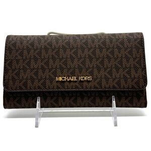 Michael Kors Large Trifold Wallet Brown Signature
